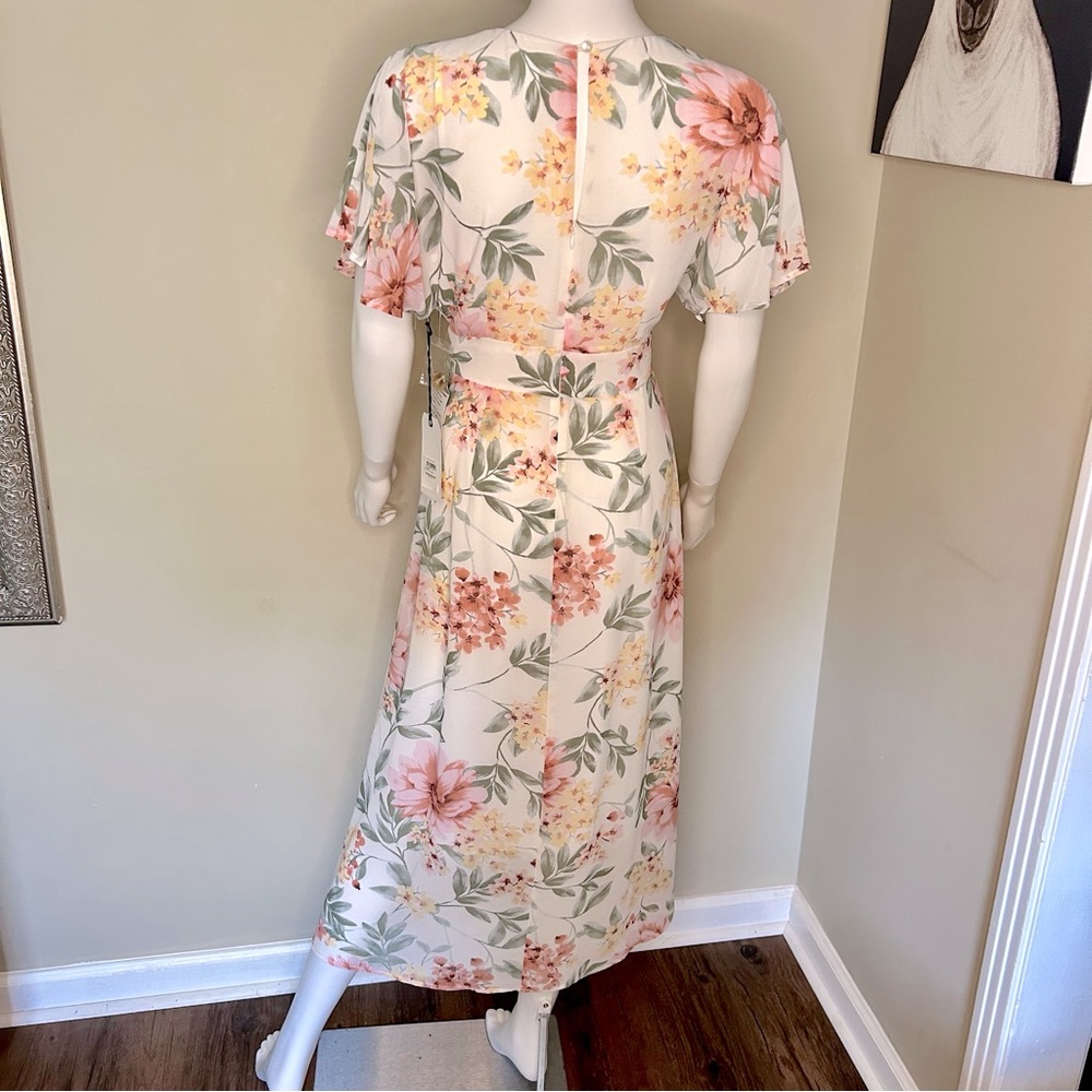 Leith White Floral Flutter Sleeve Midi/Maxi Dress - Picture 7 of 12